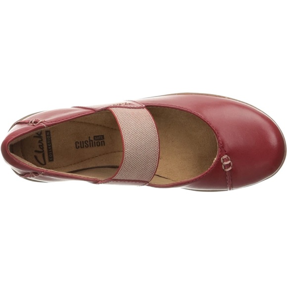 NIB Clarks red Medora Elie Mary Jane flats, size 8 1/2 M - Picture 4 of 12
